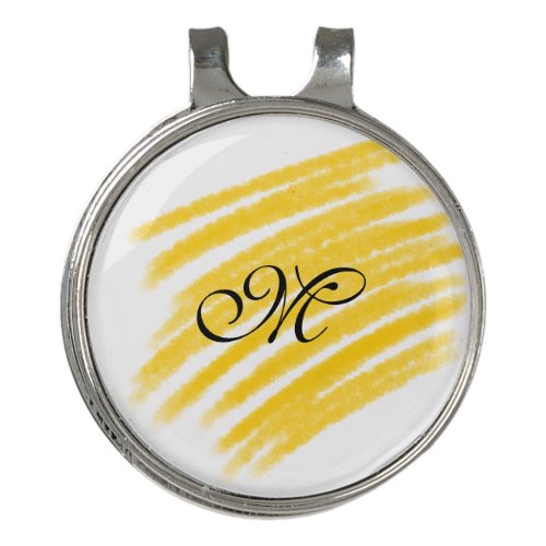 simple yellow watercolor lines add your monogram   golf hat clip