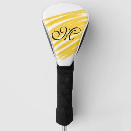 simple yellow watercolor lines add your monogram   golf head cover