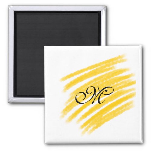 simple yellow watercolor lines add your monogram  magnet