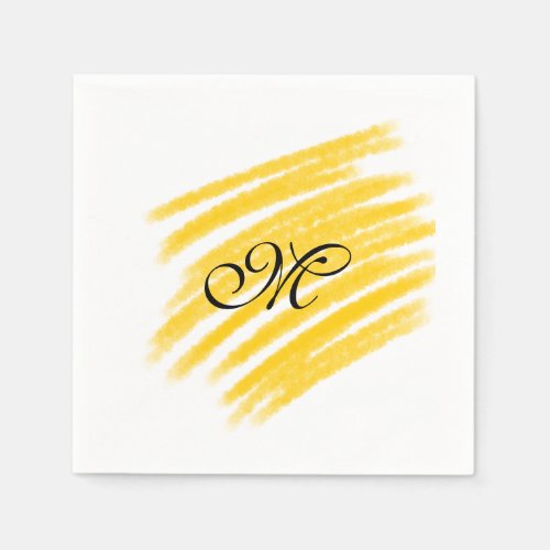 simple yellow watercolor lines add your monogram  napkins