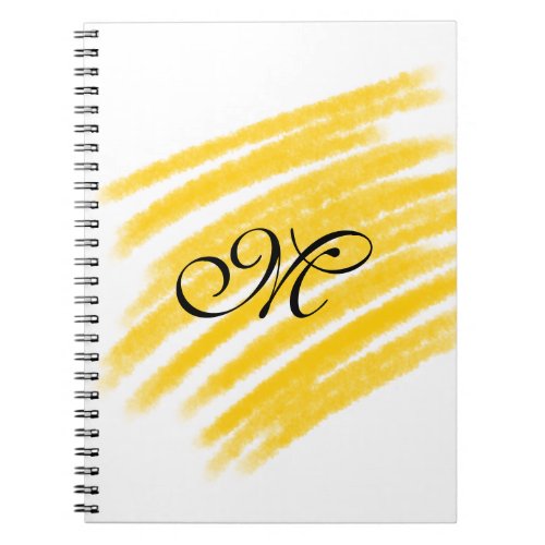 simple yellow watercolor lines add your monogram   notebook