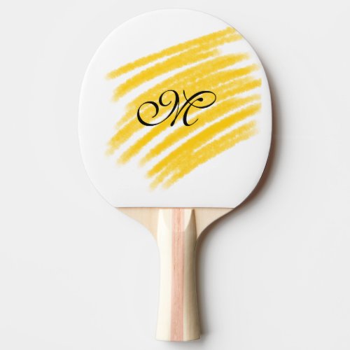 simple yellow watercolor lines add your monogram   ping pong paddle