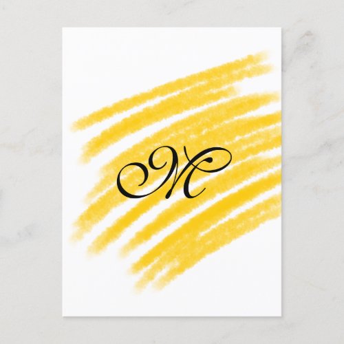 simple yellow watercolor lines add your monogram postcard