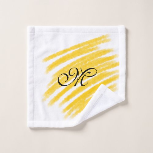simple yellow watercolor lines add your monogram   wash cloth