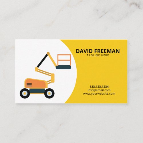 Simple Yellow  White Aerial Platform Construction Business Card