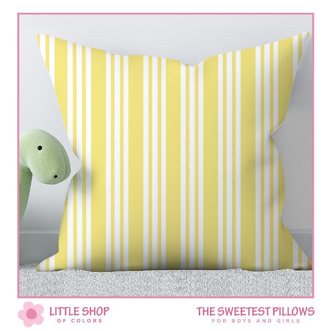 Simple Yellow White Stripes Baby Throw Pillow (Creator Uploaded)