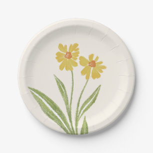Simple Yellow Wildflowers Paper Plates