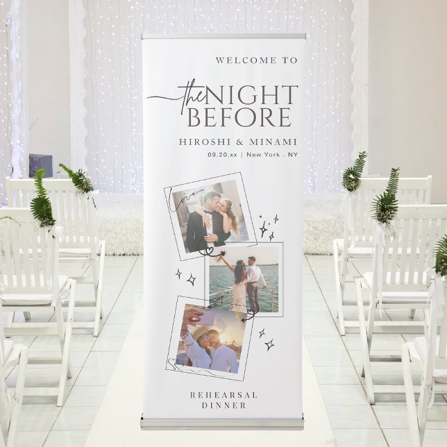 Simple Yet Cute Black And White Rehearsal Dinner Retractable Banner (Creator Uploaded)