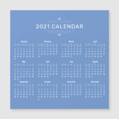 Simple Yet Elegant 2021 Calendar  Magnetic Card