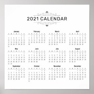 Simple Yet Elegant 2021 Calendar Poster