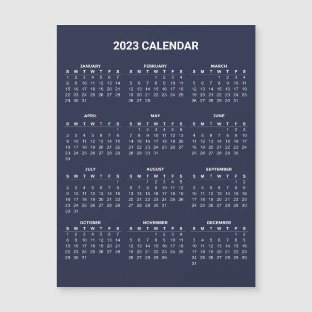 Simple Yet Elegant 2023 Calendar | Magnetic Card (Front)