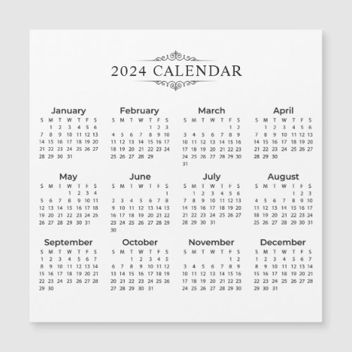 Simple Yet Elegant 2024 Calendar  Magnetic Card