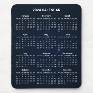 Simple Yet Elegant 2024 Calendar   Mousepad
