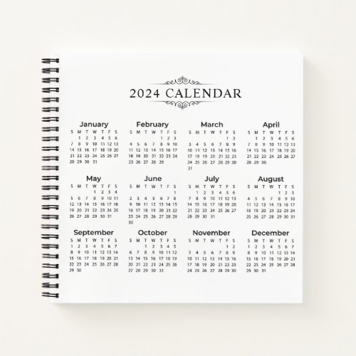 Simple Yet Elegant 2024 Calendar  Notebook