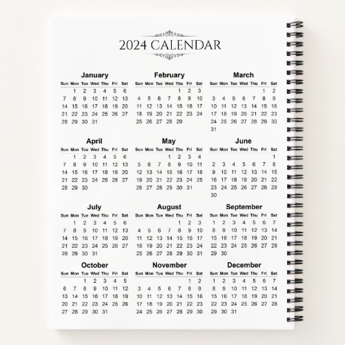 Simple yet Elegant 2024 Calendar  Notebook