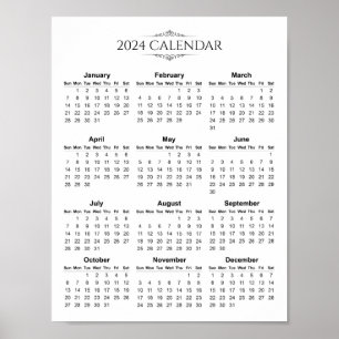 Simple yet Elegant 2024 Calendar   Poster