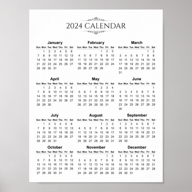 Simple yet Elegant 2024 Calendar | Poster (Front)