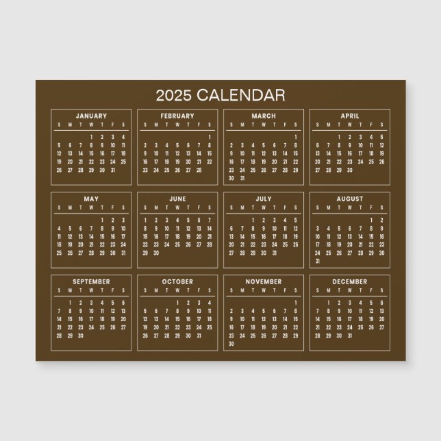 Simple Yet Elegant 2025 Calendar | Magnetic Card (Front)
