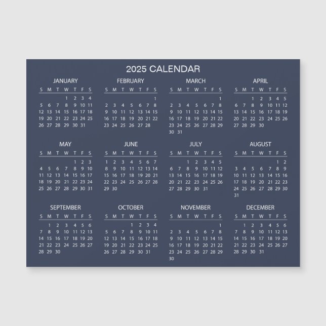 Simple Yet Elegant 2025 Calendar | Magnetic Card (Front)