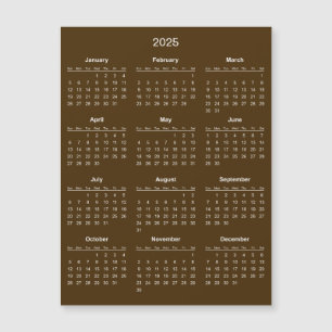Simple Yet Elegant 2025 Calendar Magnetic Card