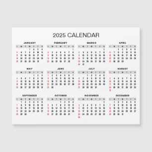 Simple Yet Elegant 2025 Calendar Magnetic Card