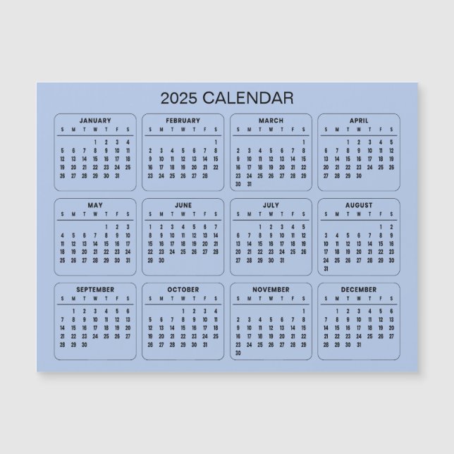 Simple Yet Elegant 2025 Calendar | Magnetic Card (Front)