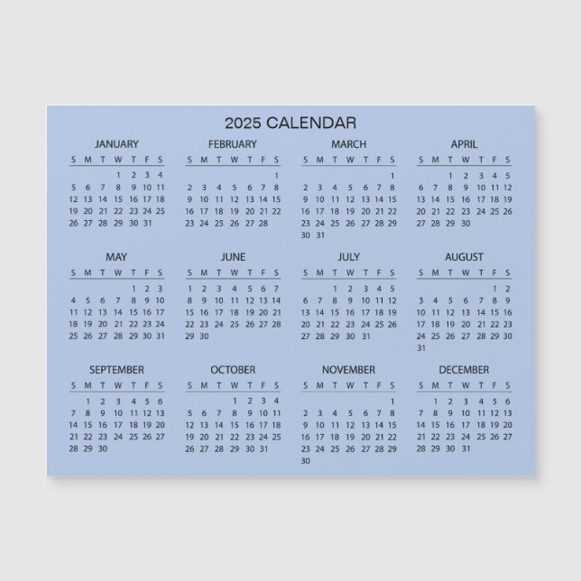 Simple Yet Elegant 2025 Calendar | Magnetic Card (Front)