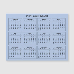 Simple Yet Elegant 2025 Calendar Magnetic Card