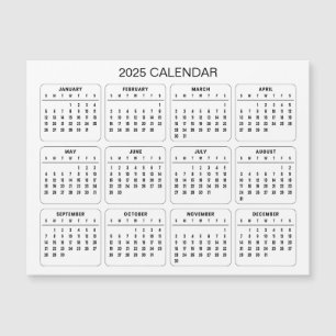 Simple Yet Elegant 2025 Calendar Magnetic Card
