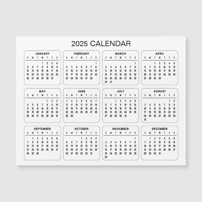 Simple Yet Elegant 2025 Calendar | Magnetic Card (Front)