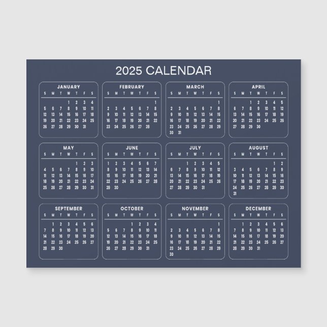 Simple Yet Elegant 2025 Calendar | Magnetic Card (Front)