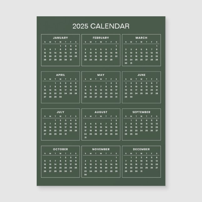 Simple Yet Elegant 2025 Calendar | Magnetic Card (Front)