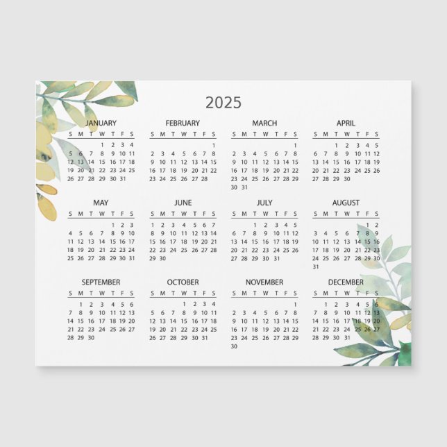 Simple Yet Elegant 2025 Calendar | Magnetic Card (Front)