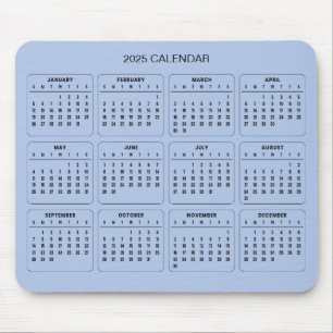 Simple Yet Elegant 2025 Calendar   Mousepad