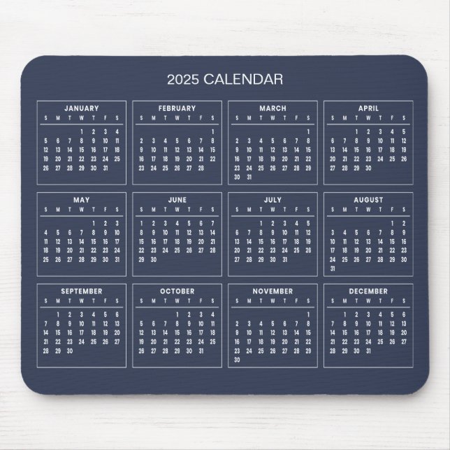 Simple Yet Elegant 2025 Calendar | Mousepad (Front)