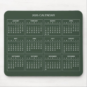 Simple Yet Elegant 2025 Calendar   Mousepad
