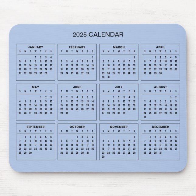 Simple Yet Elegant 2025 Calendar | Mousepad (Front)