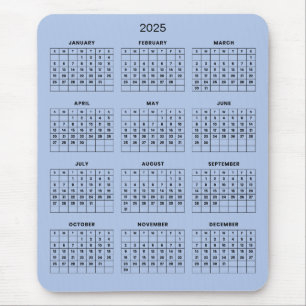Simple Yet Elegant 2025 Calendar   Mousepad