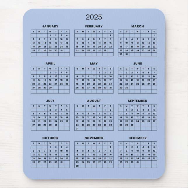 Simple Yet Elegant 2025 Calendar | Mousepad (Front)