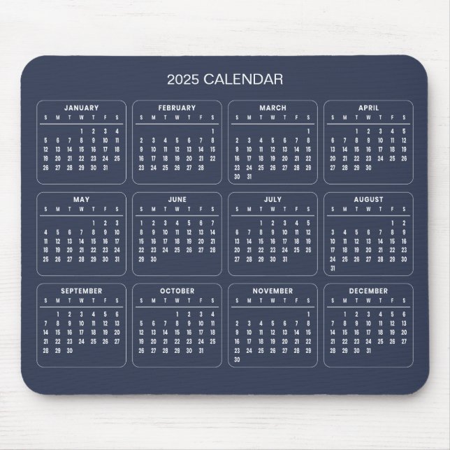 Simple Yet Elegant 2025 Calendar | Mousepad (Front)