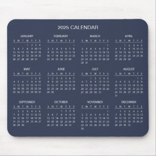 Simple Yet Elegant 2025 Calendar   Mousepad