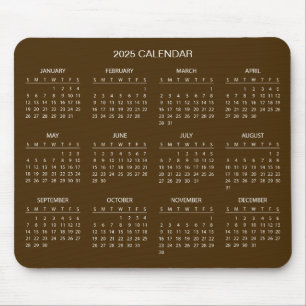 Simple Yet Elegant 2025 Calendar   Mousepad