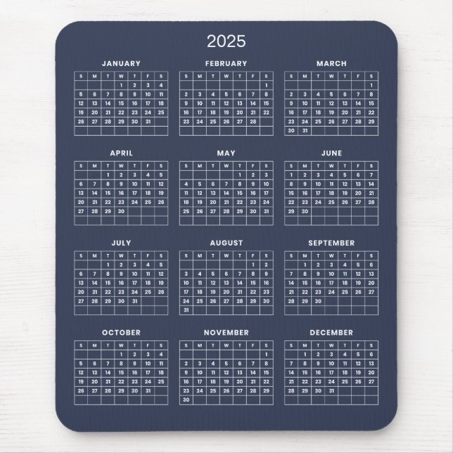 Simple Yet Elegant 2025 Calendar | Mousepad (Front)