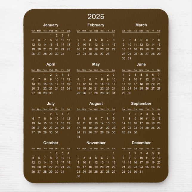 Simple Yet Elegant 2025 Calendar | Mousepad (Front)