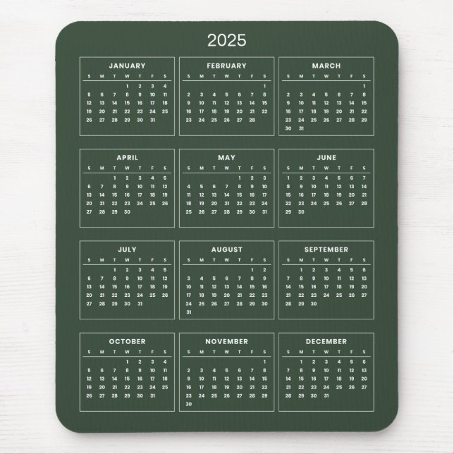 Simple Yet Elegant 2025 Calendar | Mousepad (Front)
