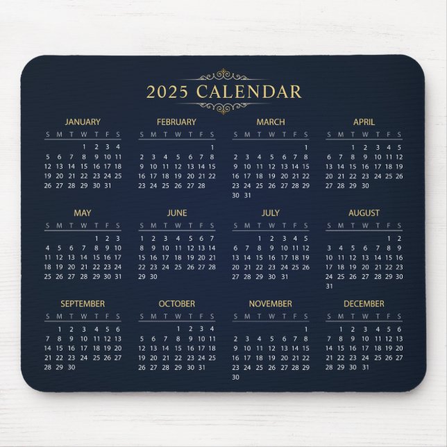 Simple Yet Elegant 2025 Calendar | Mousepad (Front)