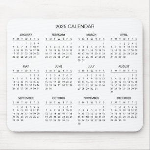 Simple Yet Elegant 2025 Calendar   Mousepad