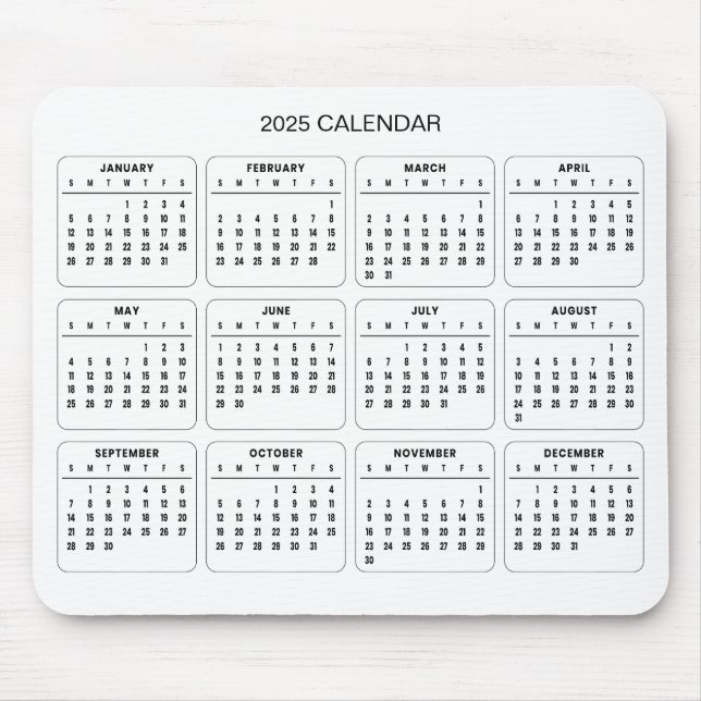 Simple Yet Elegant 2025 Calendar | Mousepad (Front)