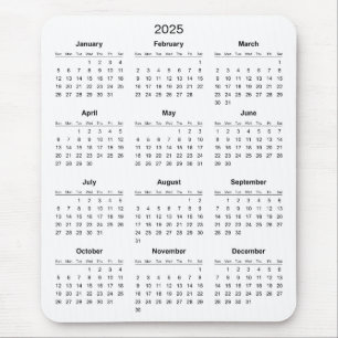 Simple Yet Elegant 2025 Calendar   Mousepad