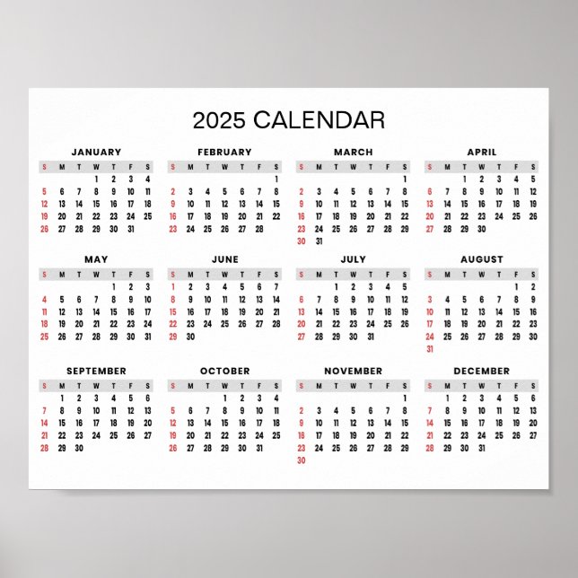 Simple Yet Elegant 2025 Calendar |  Poster (Front)